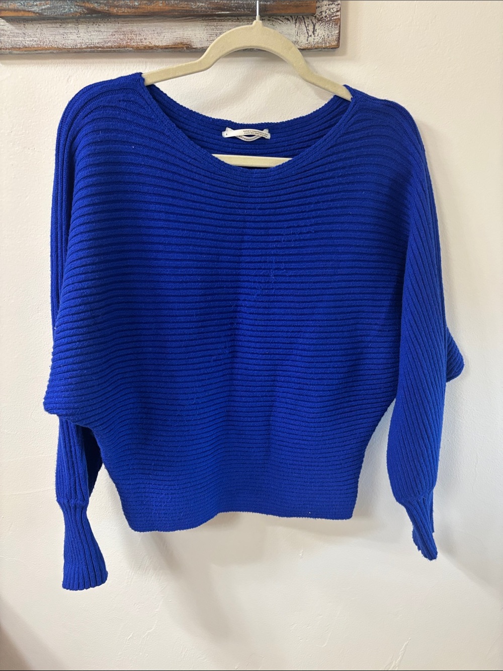 Anthropologie Cobalt Ribbed Scoopneck Sweater